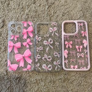 Pink Bow Phone Case Set